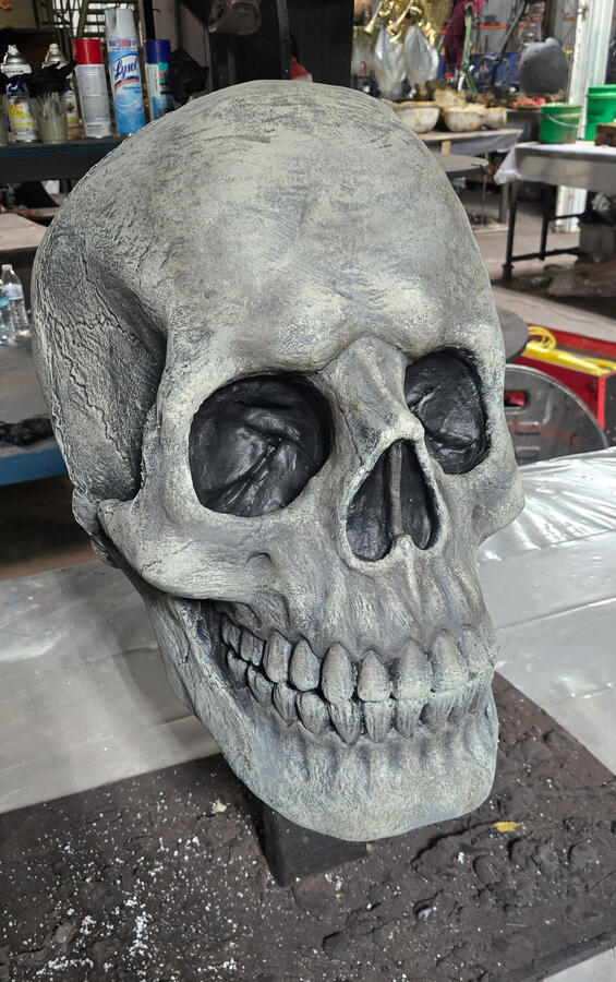 I did the paint job on this skull after it had been pulled from a mold using a mix of latex and polyurethane foam. I did the paint job on this skull after it had been pulled from a mold using a mix of latex and polyurethane foam.